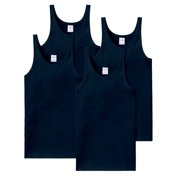 SCHIESSER Herren Unterhemd 4er Pack - ärmellos, Cotton Essentials, Feinripp Blau L
