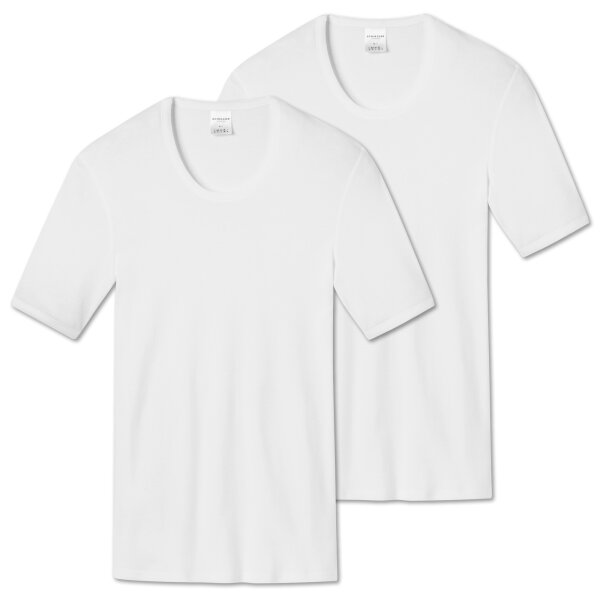 SCHIESSER Herren 1/2 Arm T-Shirt 2er Pack - Jacke, Unterhemd, Cotton Essentials, Feinripp Weiß 3XL