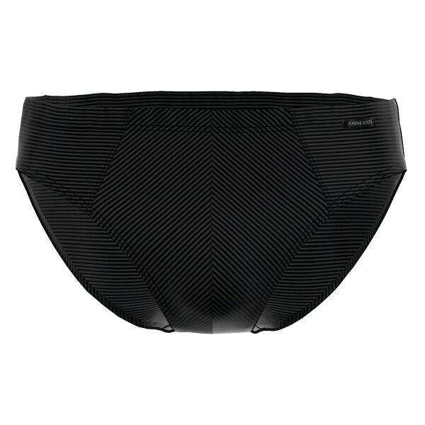 AMMANN Mens Briefs - Cotton & More mini briefs, tone-on-tone stripes, cotton blend Black L (Large)
