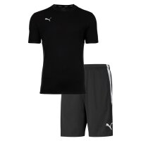 PUMA Herren Finisher Set - Training Shorts kurz, Funktionsshirt Rundhals uni Schwarz/Schwarz S