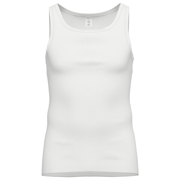 AMMANN mens vest - fine rib, extended back, cotton White M (Medium)