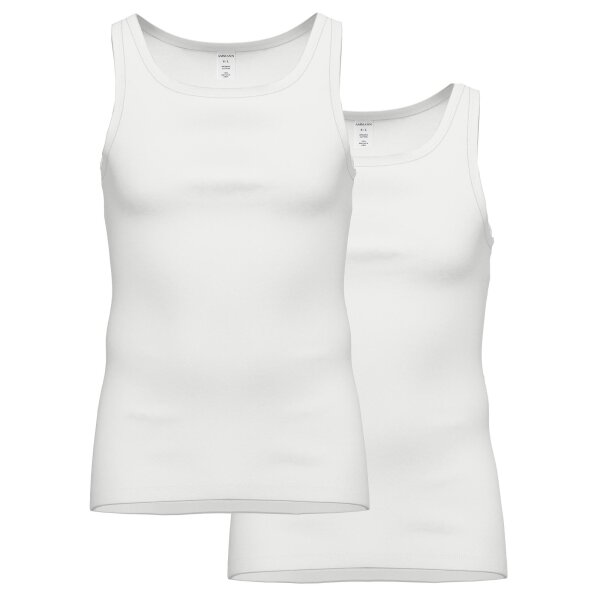 AMMANN mens vests, 2-pack - fine rib, extended back, cotton White L (Large)