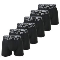 REPLAY Herren Boxershorts, 6er Pack - Unterhosen, Baumwolle, Logo, einfarbig Schwarz L
