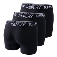 REPLAY Mens Boxer Shorts, 6-pack - Underpants, Cotton, Logo, solid color Black L (Large)
