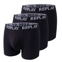 REPLAY Herren Boxershorts, 6er Pack - Unterhosen, Baumwolle, Logo, einfarbig Schwarz M