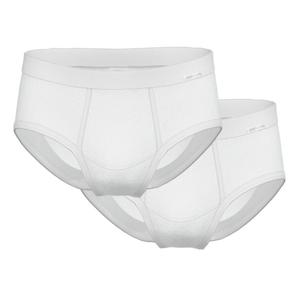 AMMANN mens briefs, pack of 2 - fine rib, fly, soft waistband, cotton White M (Medium)