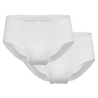 AMMANN mens briefs, pack of 2 - double pack, double rib, fly, soft waistband, cotton White M (Medium)