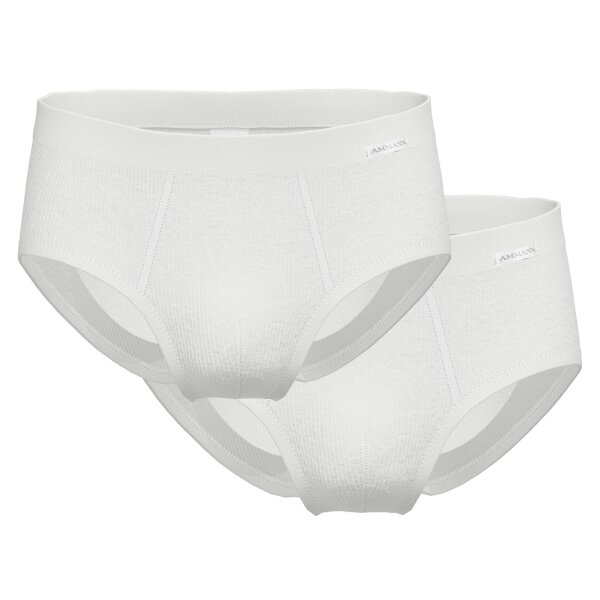 AMMANN Herren Slips, 2er Pack - Doppelpack, Doppelripp, Eingriff, Weichbund, Baumwolle Weiß L