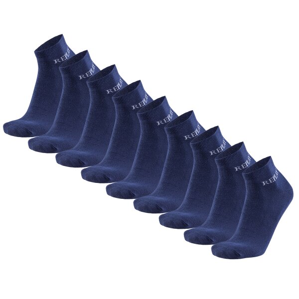 REPLAY Unisex Quarter Socks, 9-Pack - Short Socks, Cotton, Logo, solid color Dark blue 39-42