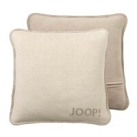 JOOP! cushion cover - UDF Doubleface, 50x50 cm, logo Beige 50x50