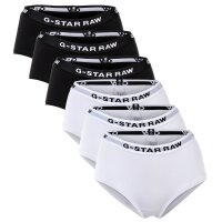 G-STAR Damen Hipster Slips, 6er Pack - Hipster, Cotton Stretch, Logo, einfarbig Schwarz/Weiß XS