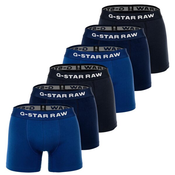 G-STAR Herren Boxershorts, 6er Pack - Boxer Briefs, Cotton Stretch Blau M