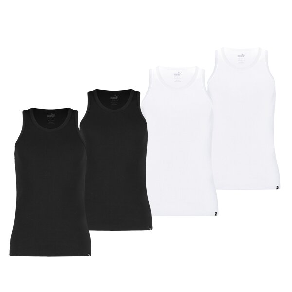 PUMA Men Tank Top, Pack of 4 - Basic, Undershirt, Round Neck, Single Jersey, uni Black/white M (Medium)