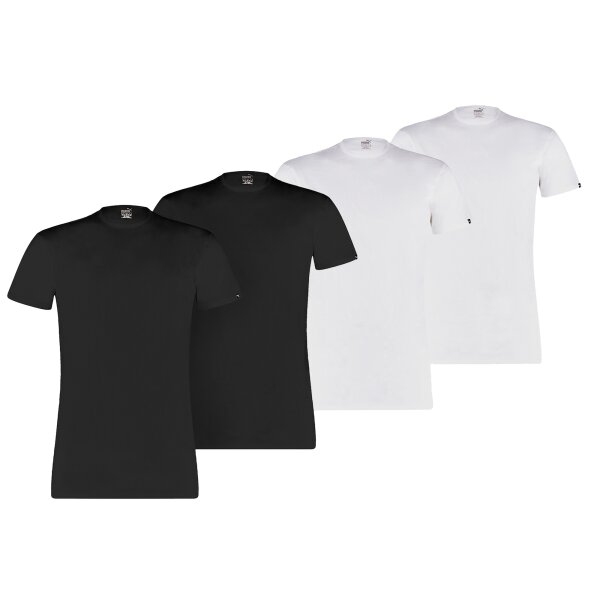 PUMA Mens T-Shirt, Pack of 4  - Basic Crew Tee, round Neck, short Sleeve, uni Black/white M (Medium)