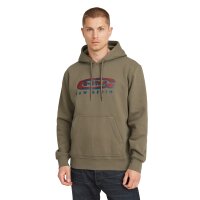 G-STAR mens hoodie - Old Skool logo, pullover, hood, organic cotton Green S (Small)