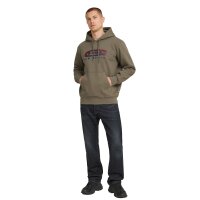 G-STAR mens hoodie - Old Skool logo, pullover, hood, organic cotton Green S (Small)