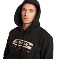 G-STAR Herren Hoodie - Old Skool Logo, Pullover, Kapuze, Bio-Baumwolle Schwarz M