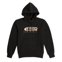 G-STAR mens hoodie - Old Skool logo, pullover, hood, organic cotton Black M (Medium)