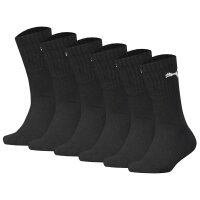 PUMA childrens socks, 6-pack - Sport Junior Crew, terry sole, ribbed cuffs, logo Black 31-34 (12-2 UK)