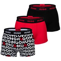 HUGO Herren Boxershorts, 3er Pack - Trunk Triplet Design, Muster, Logo, Cotton Stretch