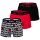 HUGO Herren Boxershorts, 3er Pack - Trunk Triplet Design, Muster, Logo, Cotton Stretch