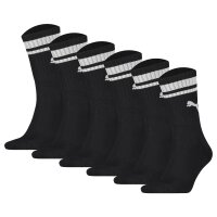 PUMA Unisex Sport-Socken, 6er Pack - Crew Heritage, Tennis, Frottee-Sohle, Streifen Schwarz 35-38