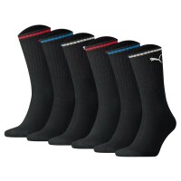 PUMA unisex sports socks, 6-pack - Sport Crew Stripe, tennis socks, stripes Black 39-42 (6-8 UK)