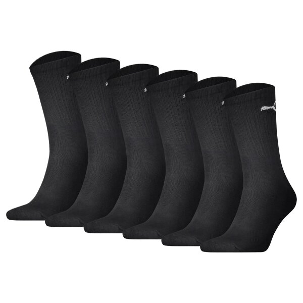 PUMA unisex sports socks, 6-pack - Sport Crew Lightweigth, tennis socks, plain Black 35-38 (2.5-5 UK)