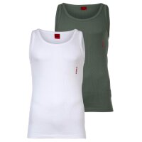 HUGO Mens vests, 2-pack - Tank Top Twin Pack, Cotton Stretch White/Green 2XL (XX-Large)