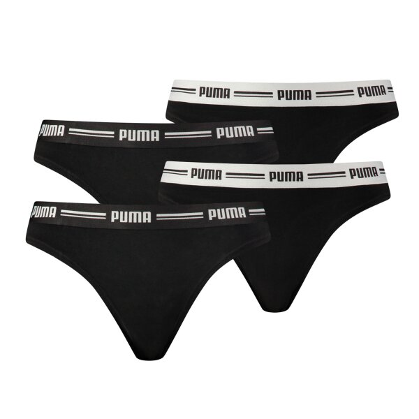 PUMA Damen String - Iconic, Soft Cotton Modal Stretch, 4er Pack Schwarz S