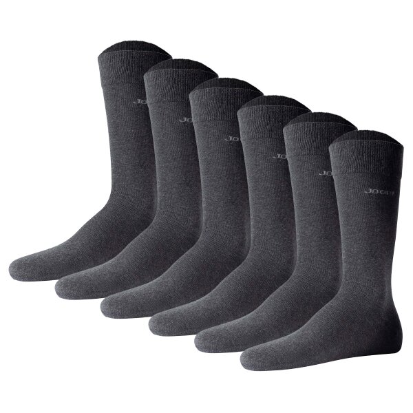 JOOP! Unisex Socks, pack of 6 - Premium Essential Organic Cotton Socks, logo, single color Anthracite melange 35-38 (UK 3-5,5)