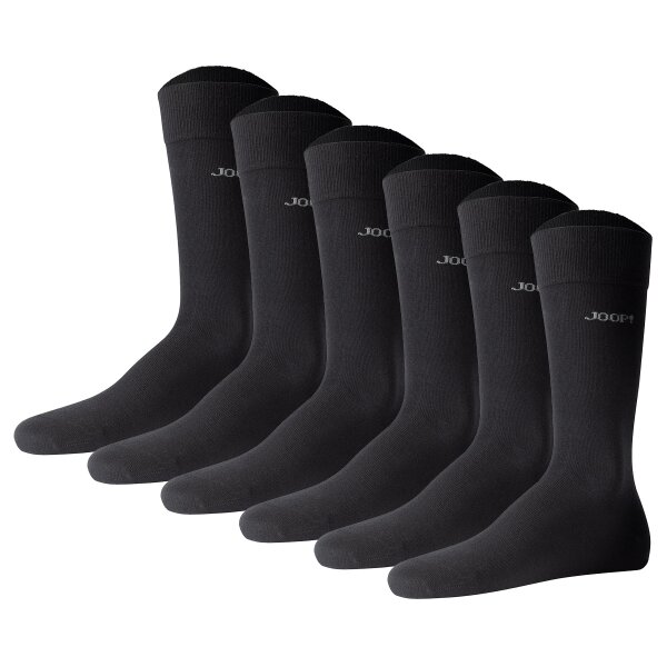 JOOP! Unisex Socken, 6er Pack - Premium Essential Organic Cotton Socks, Logo, einfarbig Schwarz 35-38
