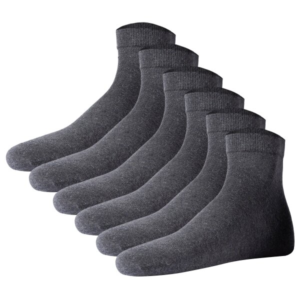 JOOP! Unisex Quarter-Socken, 6er Pack - Premium Essential Organic Cotton Quarter, Logo, einfarbig Anthrazit meliert 35-38