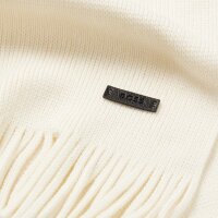 BOSS Mens Scarf, Virgin Wool - Albas, Knitted Scarf, Fringes, 70x25cm, One Size White