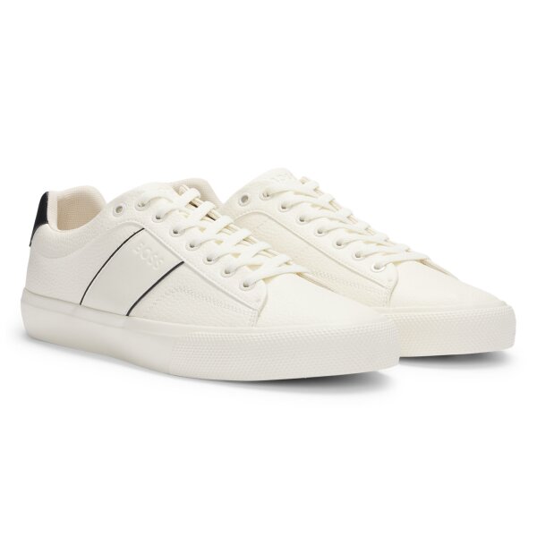 BOSS mens low-top sneaker - Aiden Tenn grltp, trainers, imitation leather, logo White (Natur) EUR 41 (UK 7)