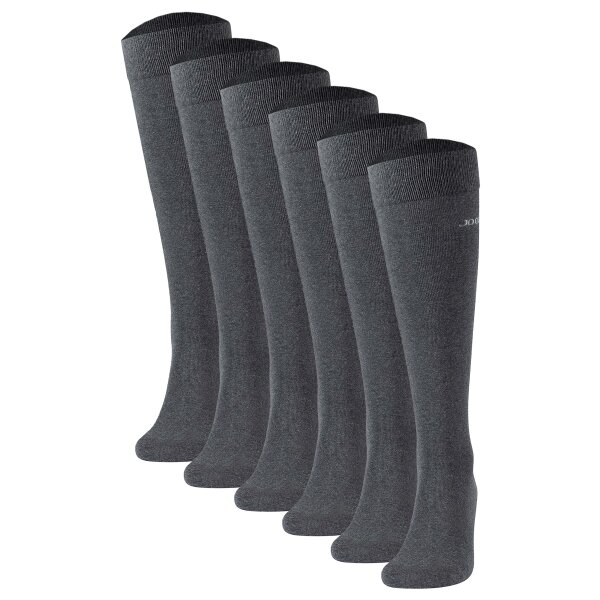 JOOP! Herren Kniestrümpfe, 6er Pack - Premium Essential Cotton Knee High, Logo, einfarbig Anthrazit meliert 39-42