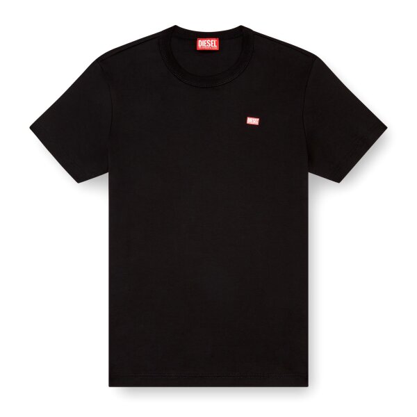 DIESEL mens T-shirt - T-MIEGOR, short sleeve, round neck, cotton, logo, single-coloured Black S (Small)