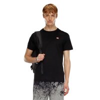 DIESEL mens T-shirt - T-MIEGOR, short sleeve, round neck, cotton, logo, single-coloured Black S (Small)