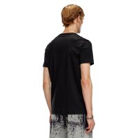 DIESEL mens T-shirt - T-MIEGOR, short sleeve, round neck, cotton, logo, single-coloured Black S (Small)