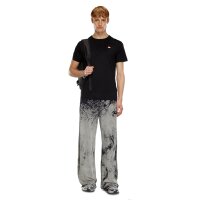 DIESEL mens T-shirt - T-MIEGOR, short sleeve, round neck, cotton, logo, single-coloured Black S (Small)