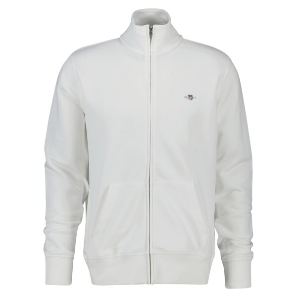 GANT Mens Sweat Jacket - REGULAR SHIELD FULL ZIP SWEAT, zip, stand-up collar White 2XL (XX-Large)