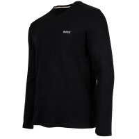 BOSS Herren Langarmshirt, Waffeloptik -  Waffle Longsleeve, Langarmshirt, Rundhals, Logo, Baumwollmischung Schwarz M
