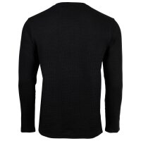 BOSS Herren Langarmshirt, Waffeloptik -  Waffle Longsleeve, Langarmshirt, Rundhals, Logo, Baumwollmischung Schwarz S