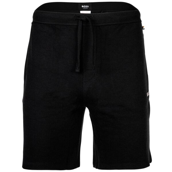 BOSS Herren Shorts, Waffeloptik - Waffle Short, Sweatshort, Logo, Baumwollmischung  Schwarz S