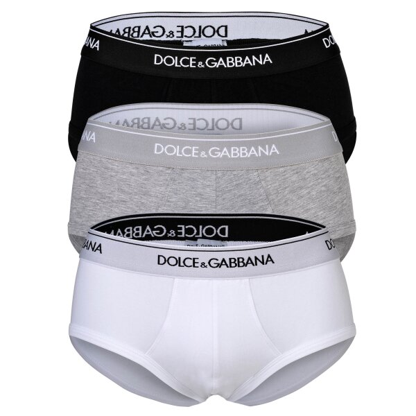 DOLCE & GABBANA mens briefs, 3-pack - Brando briefs, stretch cotton Black/white/grey XXL (XX-Large)
