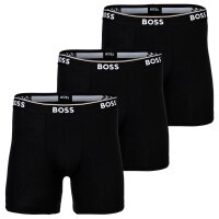BOSS Herren Boxershorts lang, 3er Pack - Power, Boxer Brief Long, Baumwollmischung, Logo, einfarbig Schwarz S