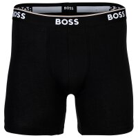 BOSS mens boxer shorts long, 3-pack - Power, Boxer Brief Long, cotton blend, logo, single-coloured Black S (Small)