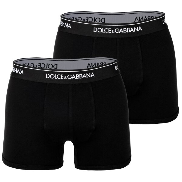 DOLCE & GABBANA Mens Boxer Shorts, 2-Pack - Regular Boxer, Stretch Cotton Black M (Medium)