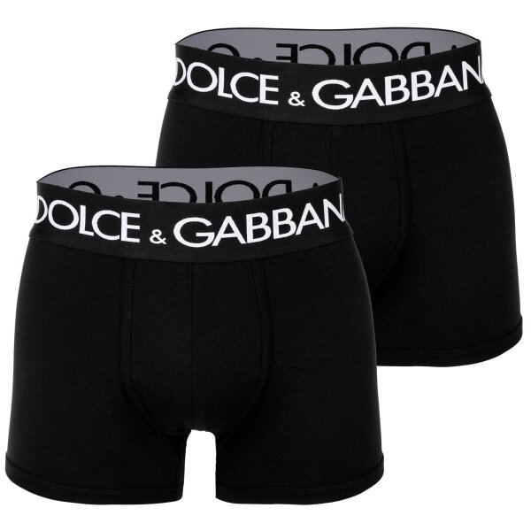DOLCE & GABBANA Herren Boxershorts, 2er Pack - Regular Boxer, Stretch Baumwolle Schwarz M