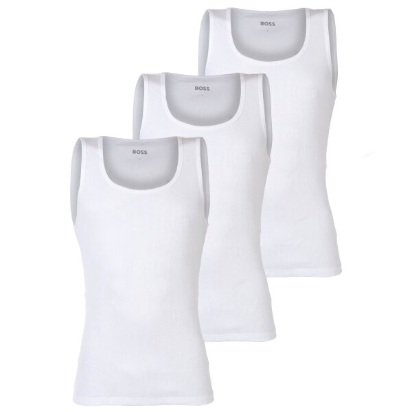 BOSS Herren Unterhemden, 3er Pack, gerippt - Tank Top RibClassic, Rundhals, Baumwolle Weiß M
